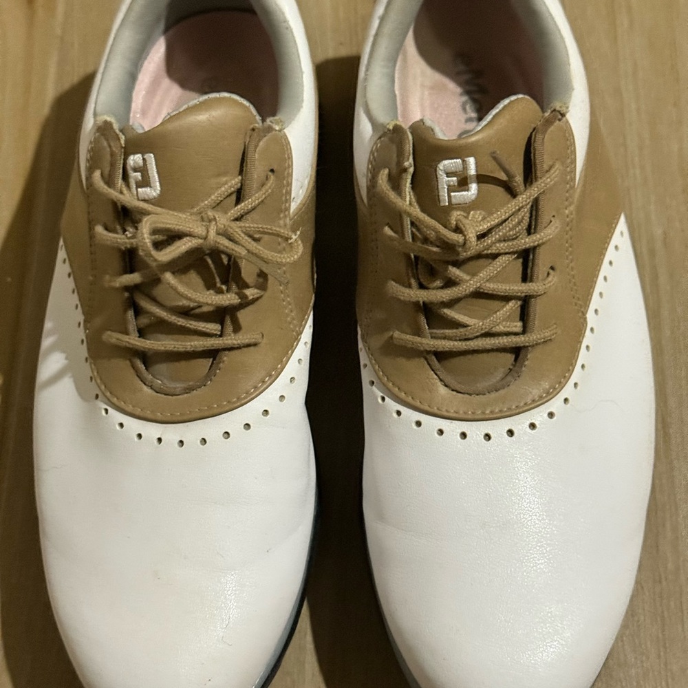 Women’s FootJoy White and Brown Golf Shoes